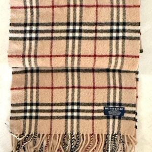Authentic BURBERRY classic Nova Check Plaid Lambswool Scarf Tan Vintage